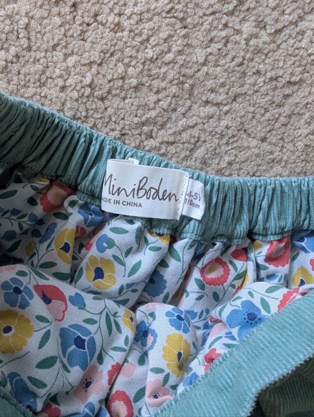 Mini Boden Teal Corduroy Skirt with Pink Piping - Picture 3 of 3